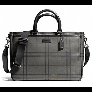 COACH Unisex Grey & Black Tattersall Messenger Bag